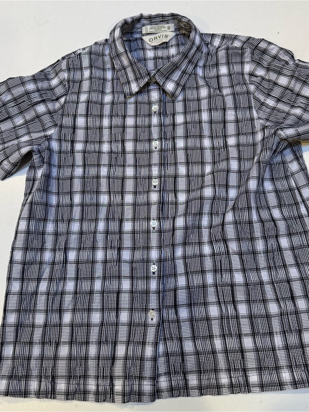 Orvis Black and White Plaid Button-Down Shirt